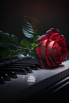 A rose above the piano