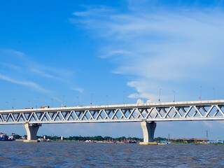 Fototapeta premium The Padma Multipurpose Bridge - a multipurpose railroad bridge constructed across the Padma River in Bangladesh.