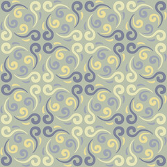 Seamless tile pattern in traditional style. Simple abstract spiral shapes. Flat vector graphics.