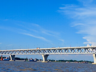 Naklejka premium The Padma Multipurpose Bridge - a multipurpose railroad bridge constructed across the Padma River in Bangladesh.