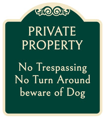 Obraz premium decorative private property sign no trespassing warning sign
