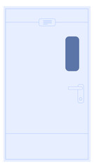 Heavy metal door with small window. Laboratory entrance