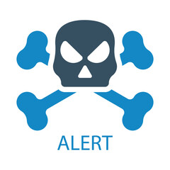 alert attention icon vector illustration.Crossbones and skull death flat vector icon for apps and games