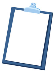 Clipboard with blank white paper sheet. Document template