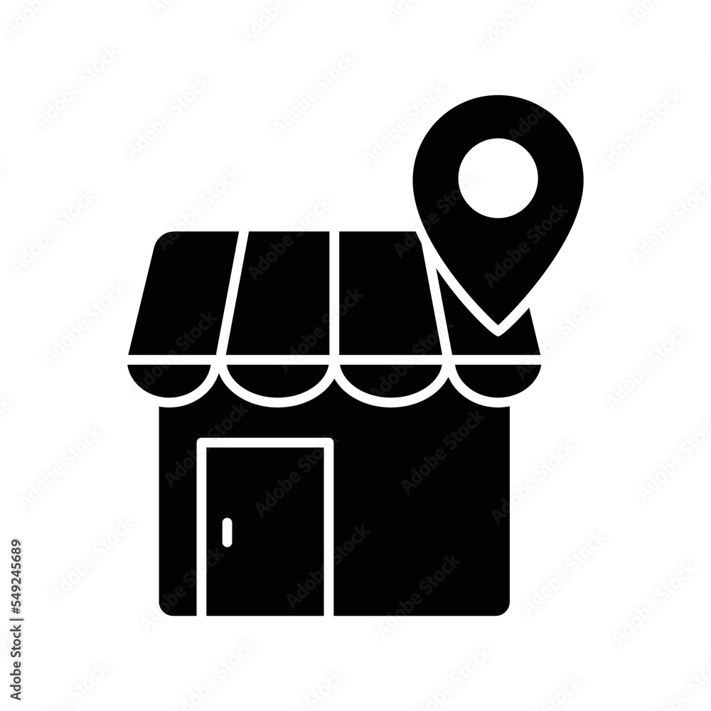 Poster store icon illustration with map. glyph icon style. suitable for store location icon. icon related t