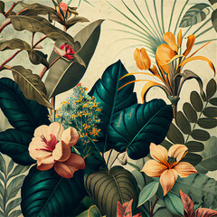 Vintage botanic floral background