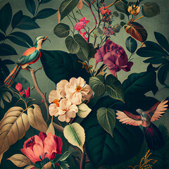 Vintage botanic floral background