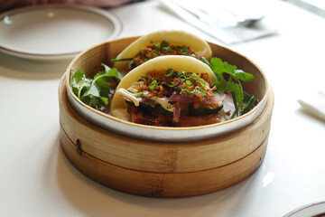 Gaoobao Taiwanese dumplings with grilled pork belly and pickles