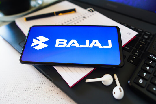 November 26, 2022, Brazil. In this photo illustration, the Bajaj Auto logo is displayed on a smartphone screen.