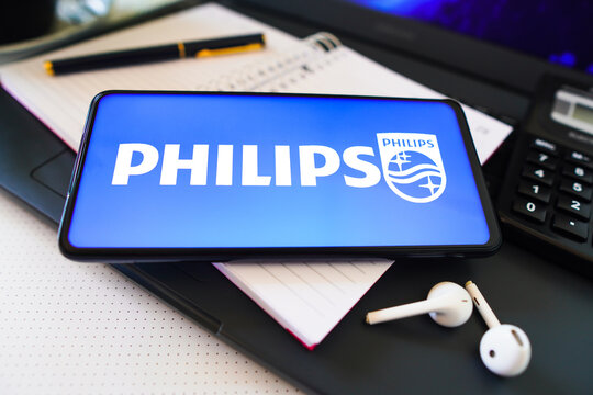 November 26, 2022, Brazil. In this photo illustration, the Koninklijke Philips logo is displayed on a smartphone screen.