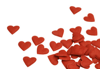 Red felt hearts pile valentine and love border isolated on transparency  photo png file