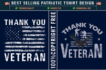 Thank you veteran usa best patriotic veteran t-shirt design with usa grunge flag