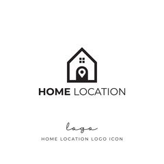 Home with location pin real estate logo icon