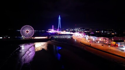 4k video footage of the illuminations at Blackpool in Lancashire, UK