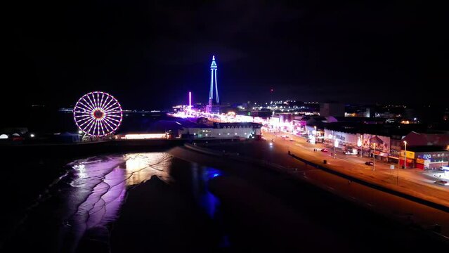 4k video footage of the illuminations at Blackpool in Lancashire, UK