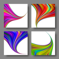 Set of square banners. Abstract background, brochure template, poster, colorful bright waves