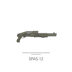 SPAS-12 outline colorful icon. Isolated shotgun on white background. Vector illustration