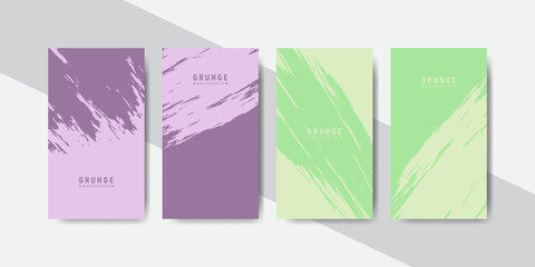 purple and green pastel colors abstract grunge banners collection for social media template stories
