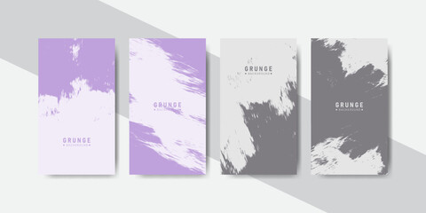 purple and grey pastel colors abstract grunge banners collection for social media template stories