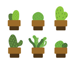 Cactus flower set vector on white background.