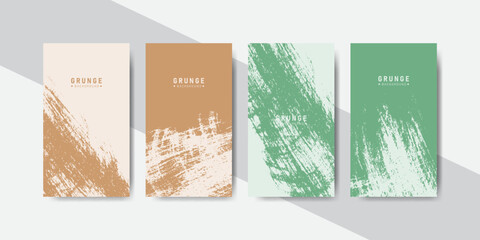 brown and green pastel colors abstract grunge banners collection for social media template stories