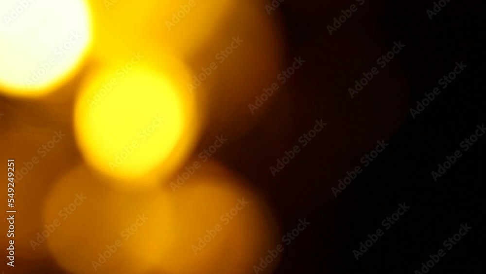 Poster yellow bokeh effect in darkness. christmas lights. you can use it for video transitions. copy space 