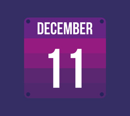 11 december calendar date. Calendar icon for december. Banner for holidays and special dates