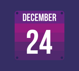 24 december calendar date. Calendar icon for december. Banner for holidays and special dates