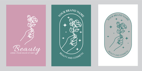 abstract vector logo design with hands and flower. symbol for cosmetics, jewellery, beauty product badges on feminine style. suitable for flower and botanical business
Vector Formats
