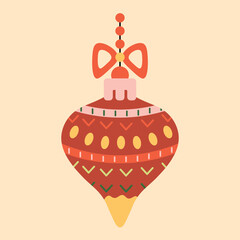 Merry Christmas and Happy New Yer card with Christmas tree toy