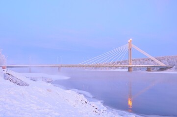 Bridge in Rovaniemi over kemijoki river