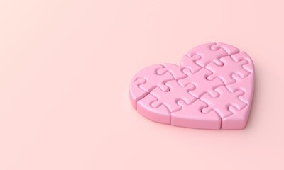 Puzzle Heart Shape. 3D Illustration