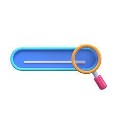 Search bar with magnifying glass 3D
