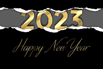 gold illustration 2023 Happy New Year Background Design. Lettering. greeting card