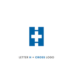 Letter H plus negative space medical cross logo