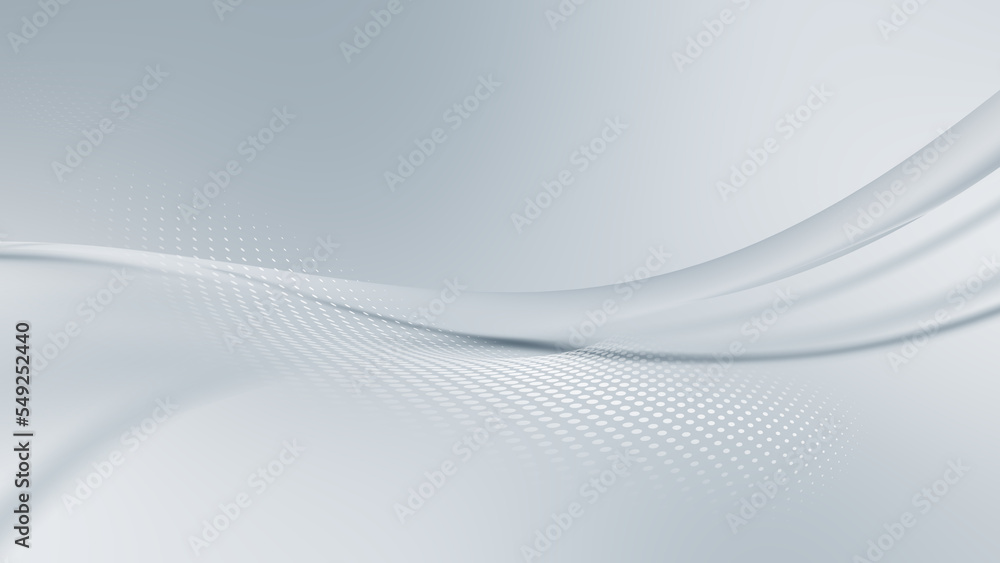 Poster futuristic gray background with halftone white dots pattern design.