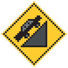 Uphill road warning sign. Vector illustration.