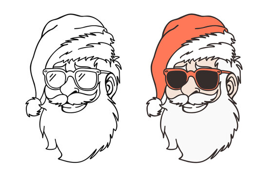 Cool Santa Claus with sunglasses. Hipster Santa.