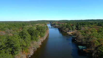 Big Cypress Bayou River at Caddo Lake State Park - aerial view