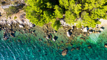 Croatia beach - panorama beautiful summer landscape with a sea and mountains.