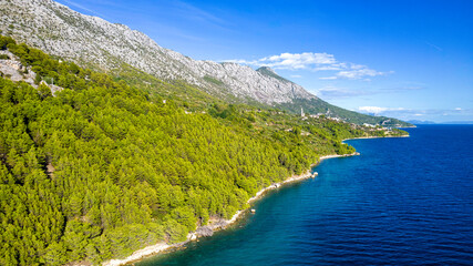 Croatia beach - panorama beautiful summer landscape with a sea and mountains.