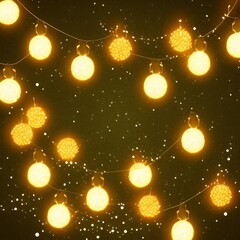 Fototapeta na wymiar Christmas tree garland lights with dark background with glitter overlay