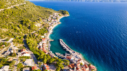 Croatia beach An aerial view of village of Drasnice located on Makarska Riviera, Croatia