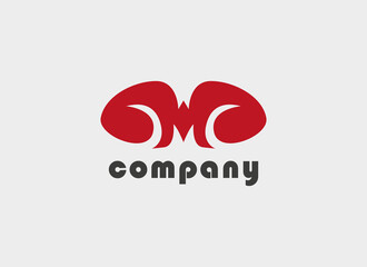 Abstract Initial Letter M Logo. Red Geometric Shapes Shape Crab of Fitness Logo Isolated on White Background. Suitable For Business and Branding Logos. Flat Design Vector Template Elements