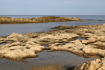 Coast of the Mediterranean Sea in northern Israel.