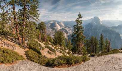 Yosemite Valley from Glacier Point with Half Dome, North Dome and Basket Dome, Yosemite National Park, 