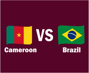 Cameroon And Brazil Flag Ribbon With Names Symbol Design Latin America And Africa football Final Vector Latin American And African Countries Football Teams Illustration