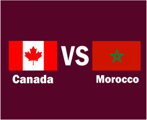 Canada And Morocco Flag Emblem With Names Symbol Design North America And Africa football Final Vector North American And African Countries Football Teams Illustration