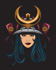 women samurai head vector illustration