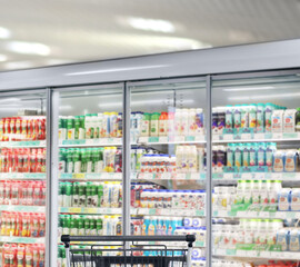 empty supermarket,frozen food from a supermarket freezer.